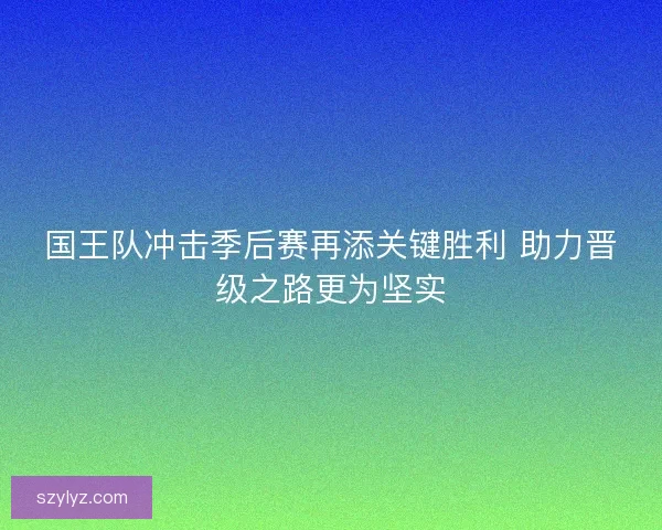 国王队冲击季后赛再添关键胜利 助力晋级之路更为坚实